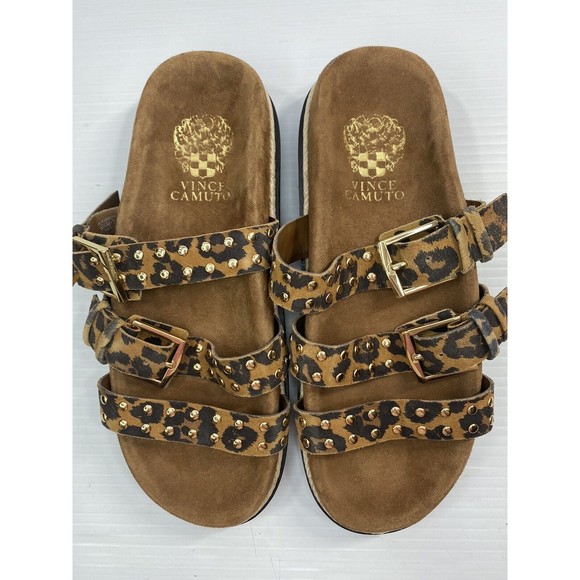 Vince Camuto Women’s Buckle Slides Sandals Animal Print Ciandra Worn little 6.5 - Picture 9 of 13